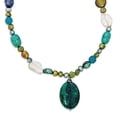 thumbnail image 1 of Sterling Silver Ci Lapis Agate Howlite Dyed Jade Chrysocolla Necklace - 28 Inch - Measures 22mm Wide, 1 of 2
