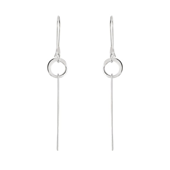 Sterling Silver Circle Bar Drop Earrings