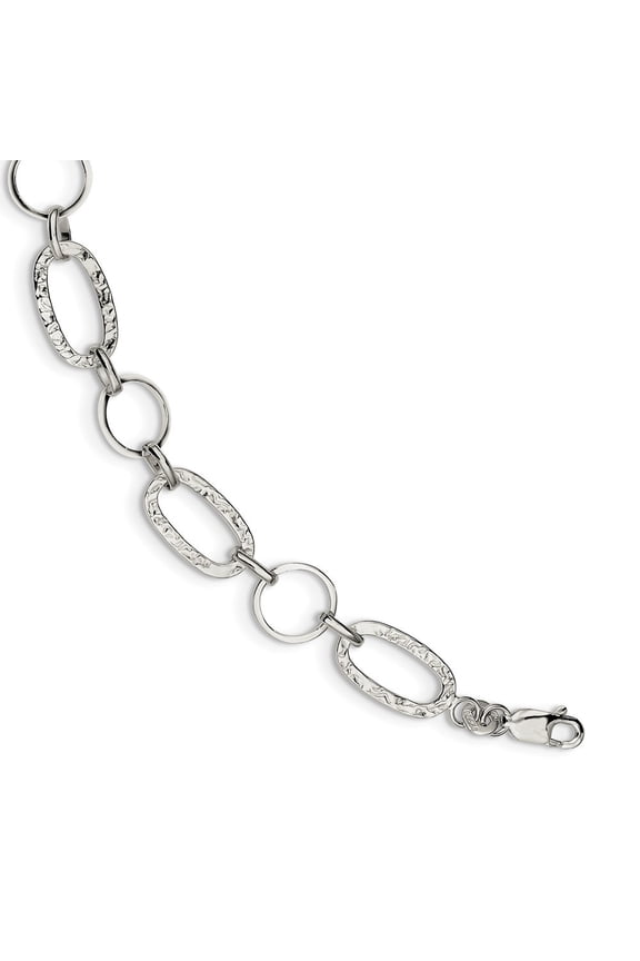 Sterling Silver Circle Bracelet - 7.1 Grams - 7.5 Inch - Lobster Claw - Measures 10.5mm Wide