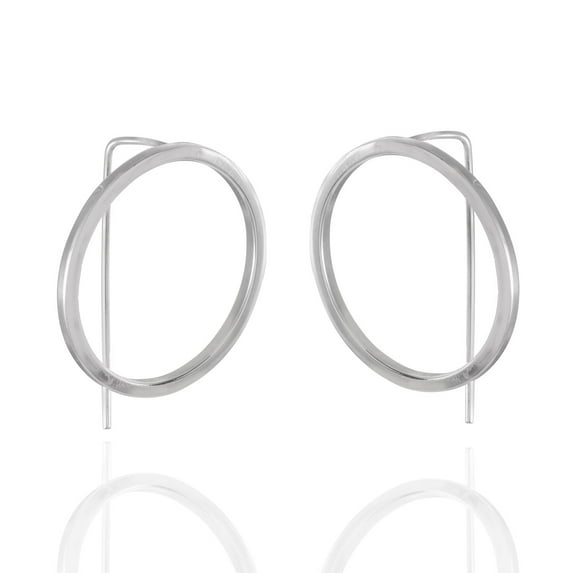 Sterling Silver Circle French Wire Earrings