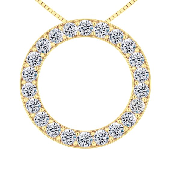 Sterling Silver Circle of Life Pendant Necklace – 5.00 Carat Cubic Zirconia (27 Stones, 3.50mm Each) – 925 Silver, 5g – Eternal Love Jewelry for Women - Yellow Gold Plated Silver