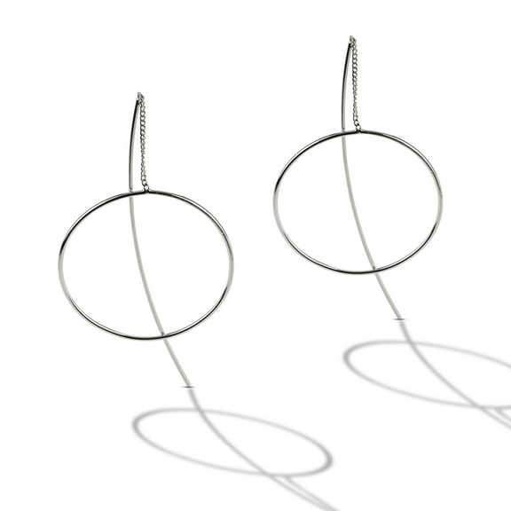 Sterling Silver Circle Threader Earrings
