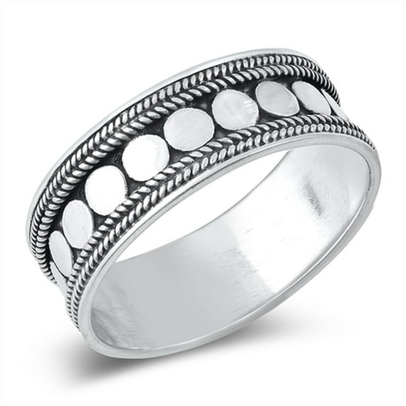 Sterling Silver Circles Bali Band Ring Size 7