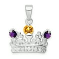 thumbnail image 1 of Sterling Silver Citrine & Amethyst Polished Crown Pendant Charm, 1 of 4