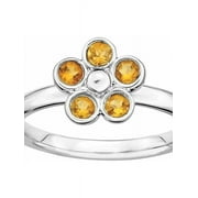 Sterling Silver Citrine Flower Ring