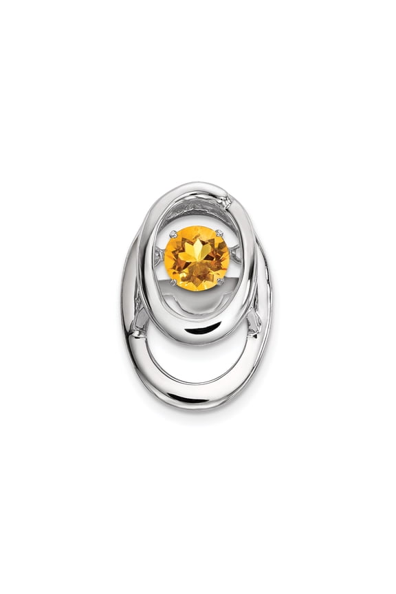 Sterling Silver Citrine Pendant Necklace for Women with Oval Gemstone in Double Loop Design, Modern November Birthstone Jewelry for Energy, Joy, Creativity