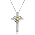 thumbnail image 1 of Sterling Silver Citrine and White Topaz Heart Cross Birthstone Pendant Necklace, 1 of 4