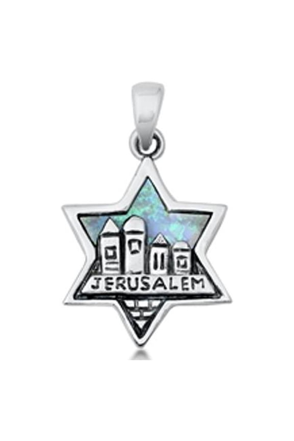 Sterling Silver City of Jerusalem Pendant Bible Jesus Christ Star of David Charm Jewelry Female