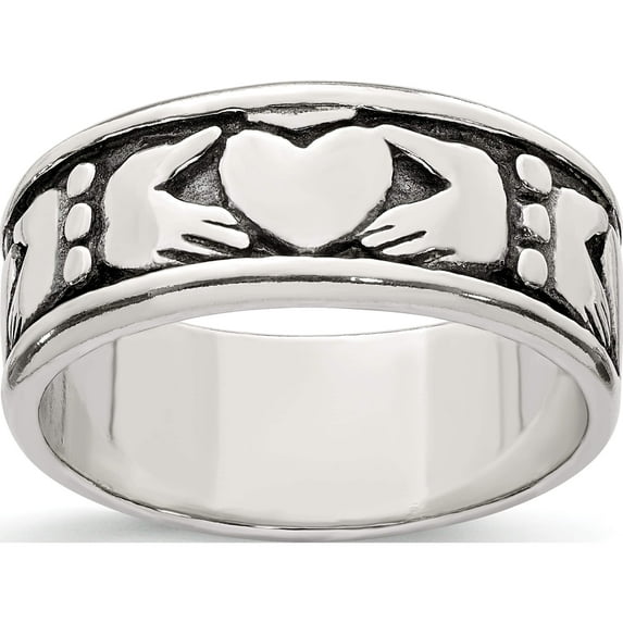 Sterling Silver Claddagh Design Ring (Size 11) Made In India qr1951-11
