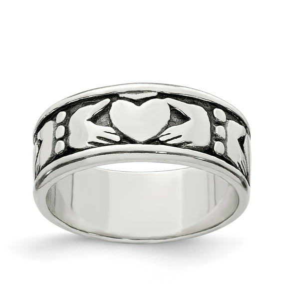 Sterling Silver Claddagh Design Ring - Size 9