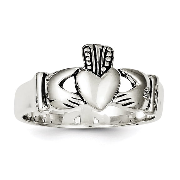 925 Sterling Silver Solid Polished Artisan Oxidized Irish Claddagh Celtic Trinity Knot Design Ring Size 9 -  Jewelry Gif