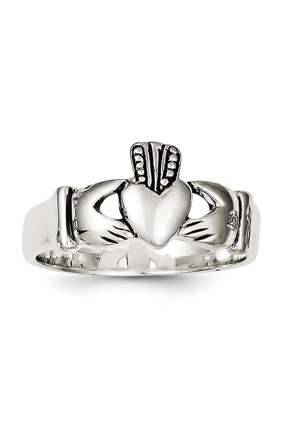 925 Sterling Silver Solid Polished Artisan Oxidized Irish Claddagh Celtic Trinity Knot Design Ring Size 9 - Jewelry Gif