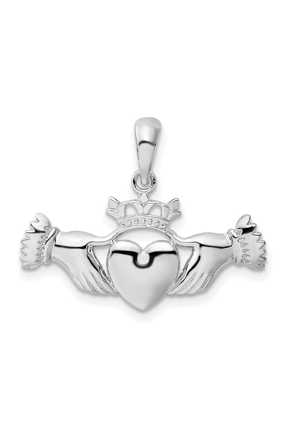 Sterling Silver Claddagh Pendant Necklace with Hands Heart and Crown, Celtic Irish Symbol of Love Loyalty and Friendship, Unisex Heritage Jewelry for Women and Men