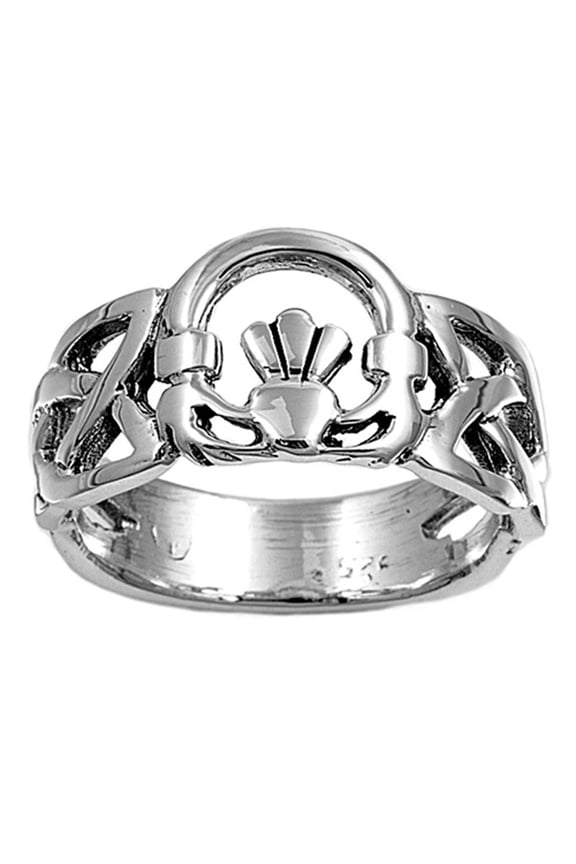 Sterling Silver Claddagh Ring 10mm ( Size 5 to 9)