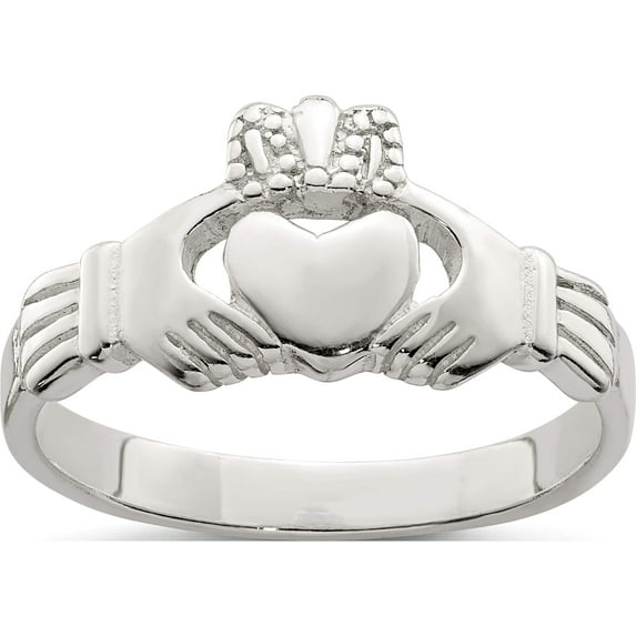 Sterling Silver Claddagh Ring (Size 6) Made In India qr959-6