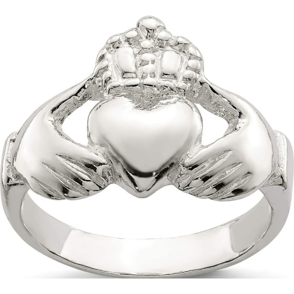 Sterling Silver Claddagh Ring (Size 8) Made In United States qr96-8