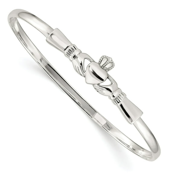 Sterling Silver Claddaugh Bangle Bracelet Jewelry