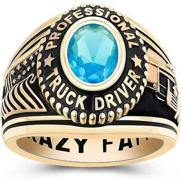 Sterling Silver Class Rings Personalized Custom Rings Class Rings for Women High School Birthstone Rings Graduation Rings Size 5-15 College Rings for Women