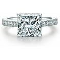 thumbnail image 1 of Sterling Silver Classic 3 CT Square Accented Solitaire Engagement Ring Princess Cut Proposal Ring, 1 of 5