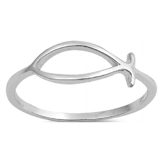 Sterling Silver Classic Christian Fish Ring