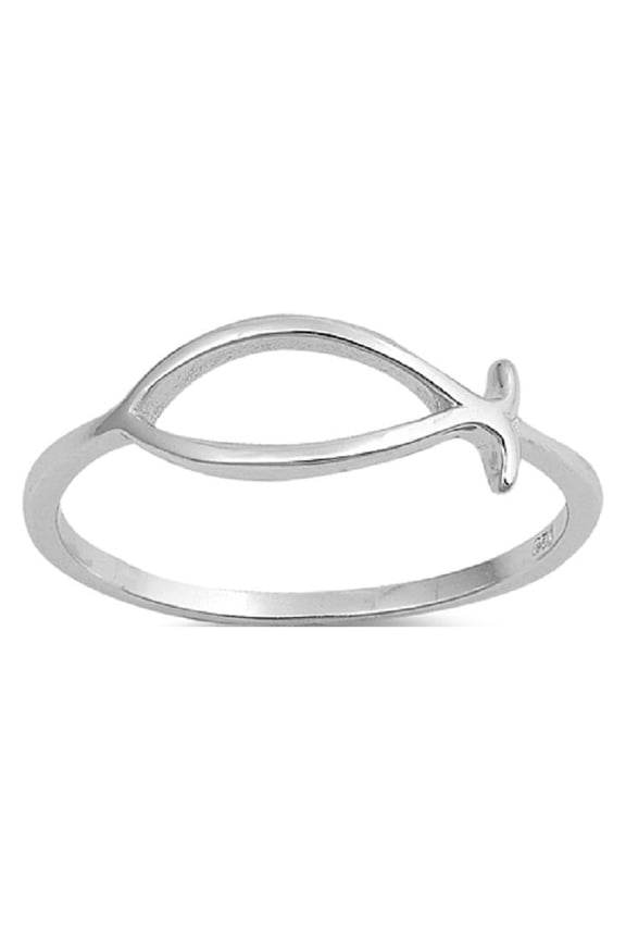 Sterling Silver Classic Christian Fish Ring