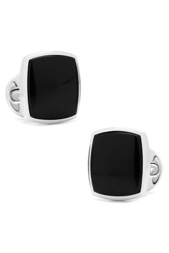 Sterling Silver Classic Cushion Onyx Cufflinks