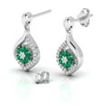 thumbnail image 1 of Sterling Silver Classic Drop Emerald Flower Earrings || Easter Day Gift Earring, Gift for Her Earring || Silver Diary, 1 of 5