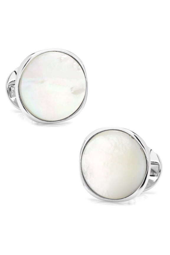 Sterling Silver Classic Formal Mother of Pearl Cufflinks