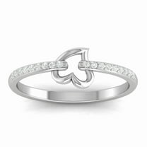 Sterling Silver Classic Heart Linked Moissanite White Gold Ring Women