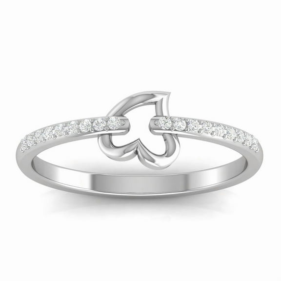 Sterling Silver Classic Heart Linked Moissanite White Gold Ring Women