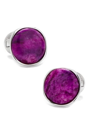 Sterling Silver Classic Round Sugilite Nebula Cufflinks