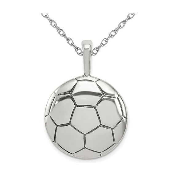 Sterling Silver Classic Soccer ball (Football) Charm Pendant Necklace with Chain for Men