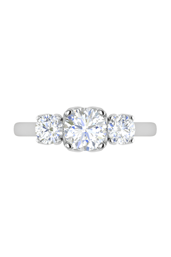 Sterling Silver Classic Three-Stone Moissanite White Gold Ring Women 