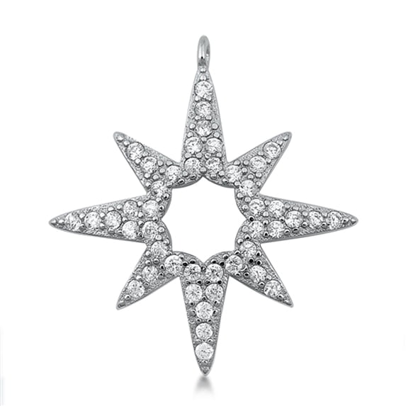 Sterling Silver Clear CZ North Star Pendant Celestial Twinkle Dream Charm 925 Jewelry Female