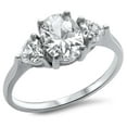 thumbnail image 1 of Sterling Silver Clear CZ Oval Heart Ring Size 4, 1 of 3