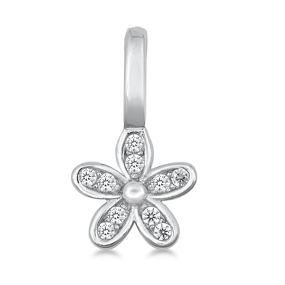 Sterling Silver Clear Cubic Zirconia Flower Pendant Elegant Charm 925 New Jewelry Female Unisex