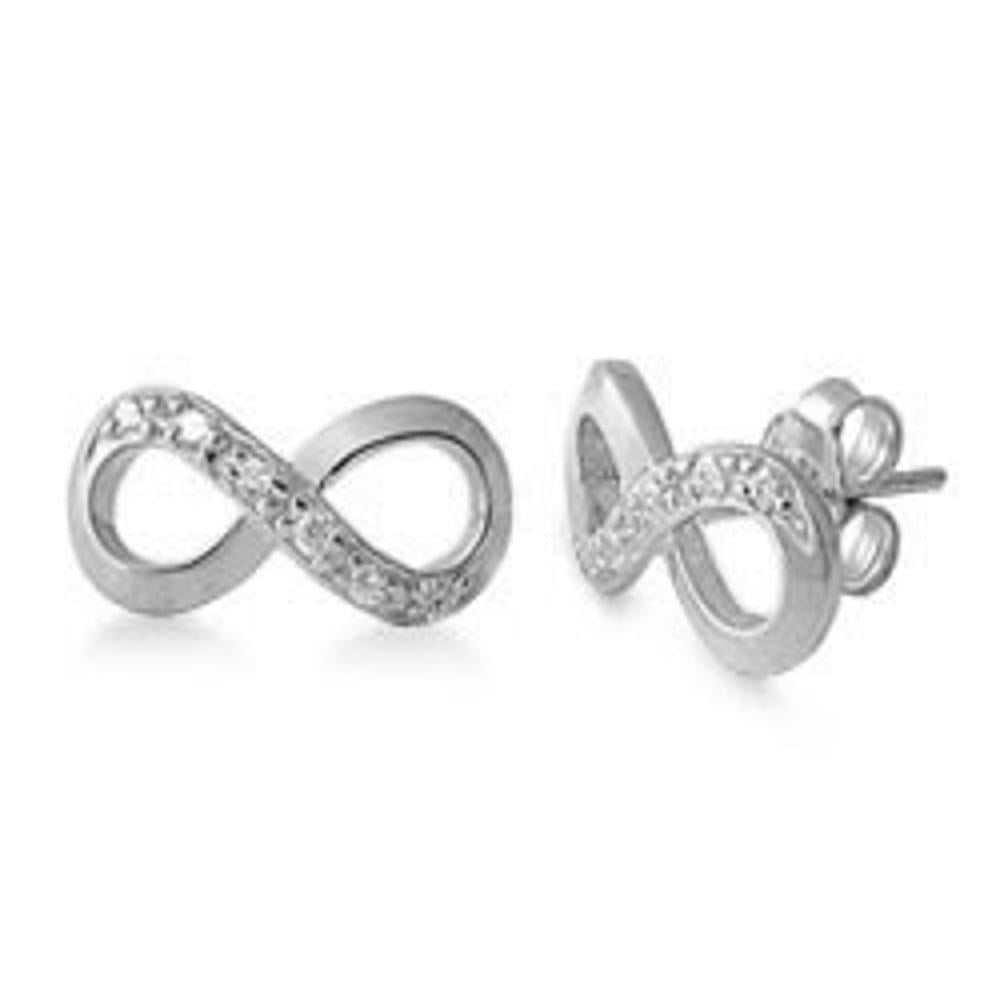 Sterling Silver Clear Cubic Zirconia Infinity High Polished Earrings 925 New Jewelry Female Unisex