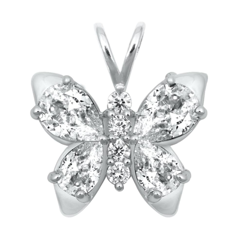 Sterling Silver Clear Cubic Zirconia Monarch Butterfly Pendant Charm 925 New Jewelry Female Unisex