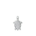 thumbnail image 1 of Sterling Silver Clear Cubic Zirconia Turtle Pendant Micro Pave Animal Ocean Charm 925 Jewelry Female, 1 of 3