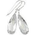 thumbnail image 1 of Sterling Silver Clear Simulated Diamond Earrings Faceted Long CZ Cubic Zirconia Teardrops Dangle Designed for Adult Women, 1 of 5