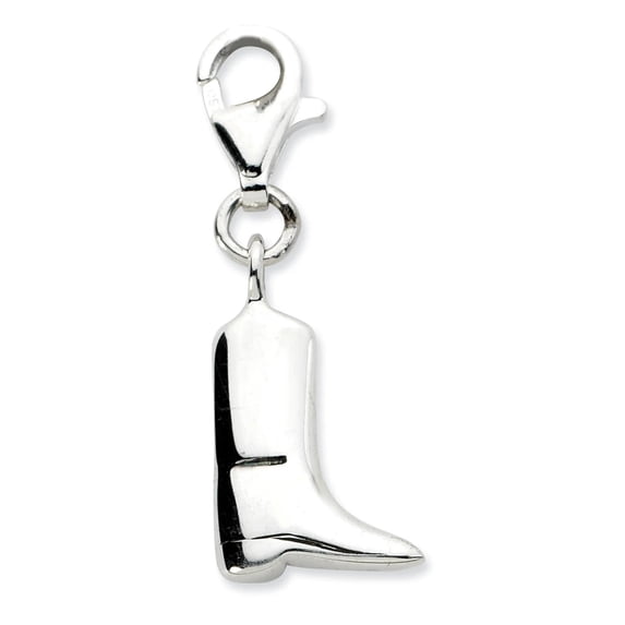 925 Sterling Silver Fancy Lobster Closure Click-on Polished Boot Charm 24x5mm Pendant Necklace for Women