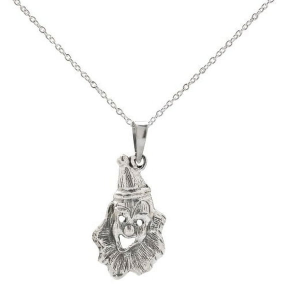 Sterling Silver Clown Pendant Necklace, 18"