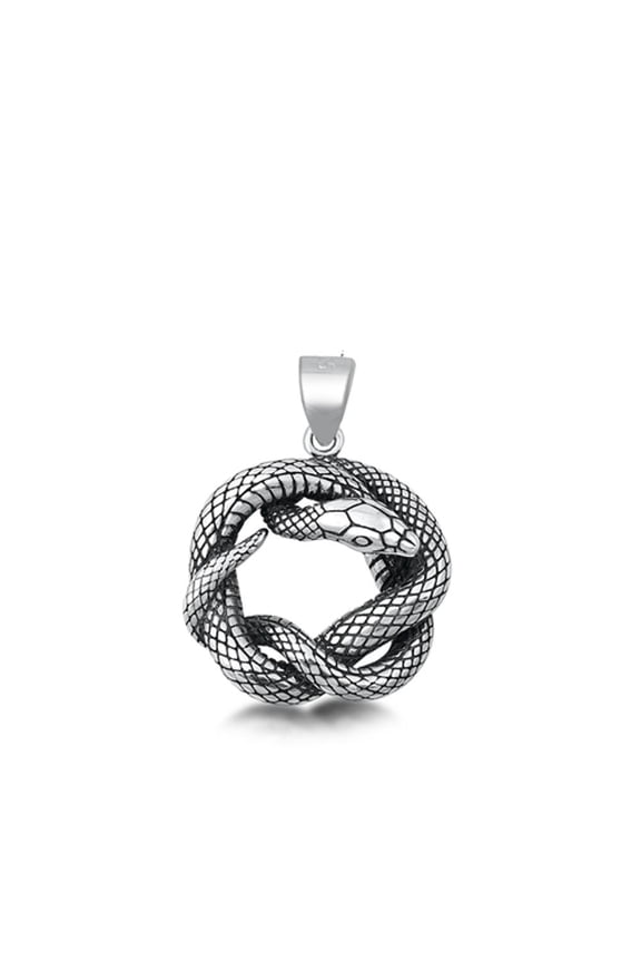 Sterling Silver Coiled Snake Medallion Pendant Serpent Viper Charm 925 Jewelry Female Unisex