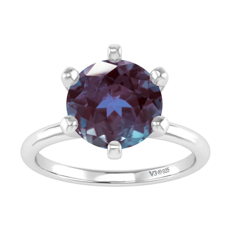 Sterling Silver Color Changing Alexandrite Solitaire Ring