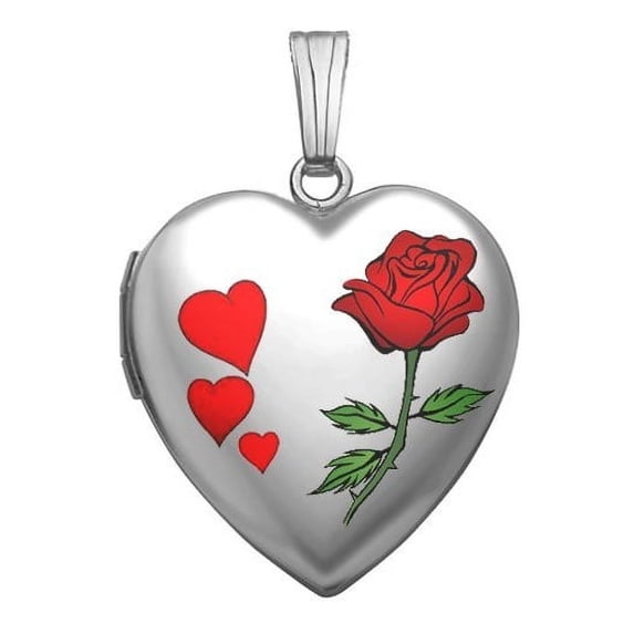 Sterling Silver Color Laser Heart Locket - 3/4 Inch X 3/4 Inch