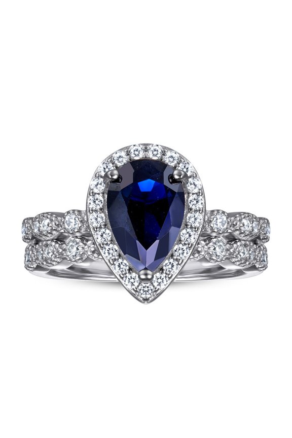 Sterling Silver Combination Ring Set for Women, High-Quality Fashion Jewelry with a Beautiful, European and American Style Drop Shape Design