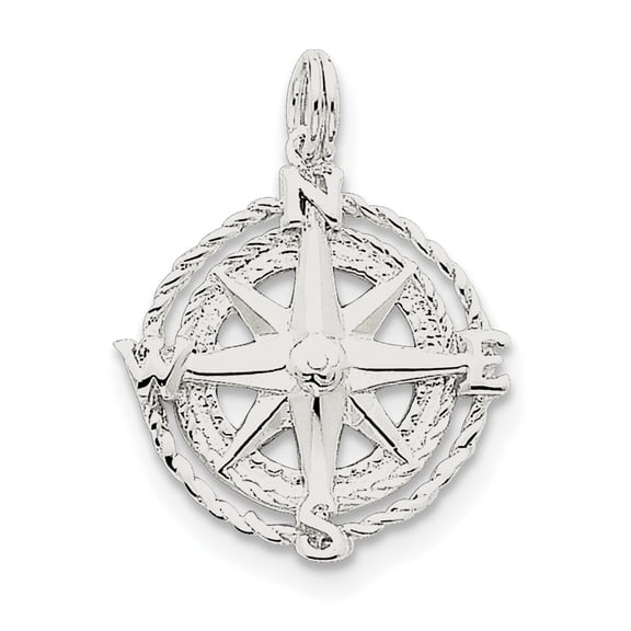 Jewelry by Sweet Pea Sterling Silver Rhodium-plated Compass Charm