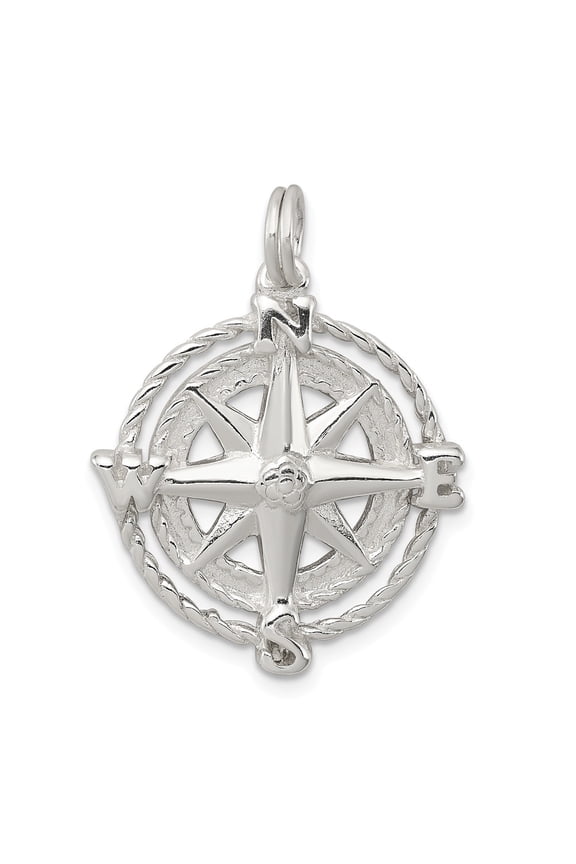 Sterling Silver Compass Charm Pendant