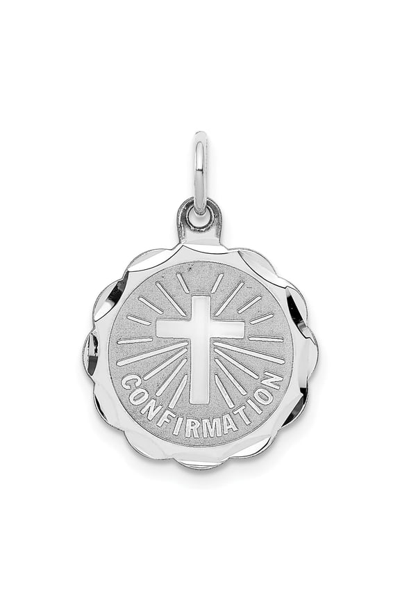 Sterling Silver Confirmation Pendant with Cross and Radiant Lines, Polished Religious Necklace for Men or Women, Christian Catholic Jewelry Symbolizing Faith and Spiritual Growth