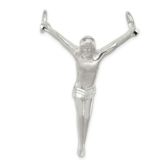 925 Sterling Silver Solid Polished Corpus Crucified Christ Pendant Necklace Measures 54x37mm Wide - Pendant for Women
